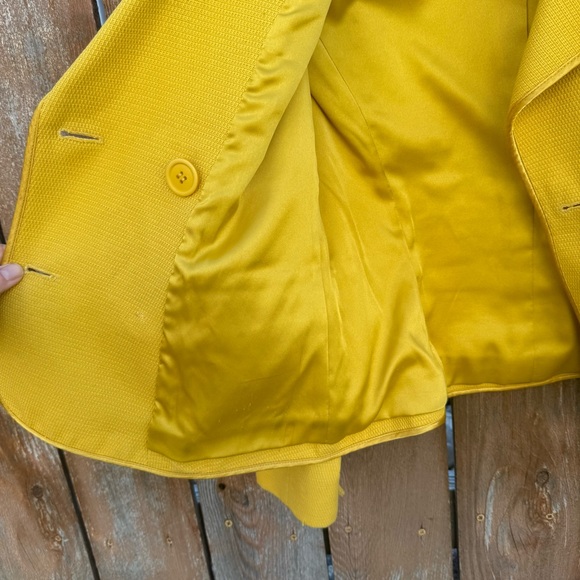 ETCETERA Women’s Yellow Double Breasted Brown Buttons Lined Blazer Jacket Size 4 - Picture 9 of 12